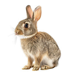 Fototapeta premium Close-Up Portrait of a Curious Rabbit Against a Black Background