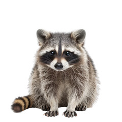 Fototapeta premium Adorable Raccoon Staring Intently at the Camera Against a Black Background