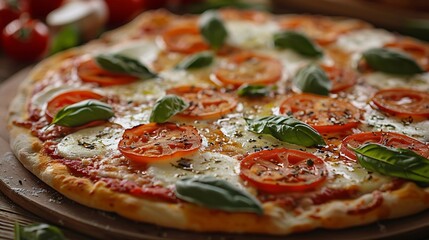 Pizza margherita classic Neapolitan pizzaAppetizing dish on a plate culinary photography Food background Appetizing dish on a plate culinary photography Food background : Generative AI