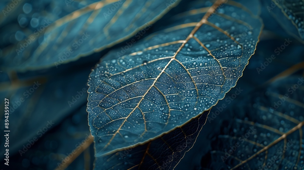 Poster macro shotabstract leaf transparentshowing leaves detail backgroundcloseup structure plant : Generative AI