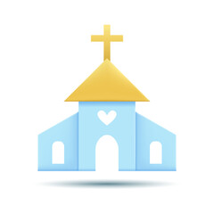 3d Church Icon. Building and Architecture Concept. Vector Illustration.