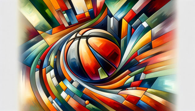 artistic abstract representation of basketball, colorful illustration