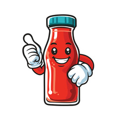 Bottle hot sauce icon mascot smiling face 