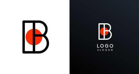 Letter B modern logo featuring geometric shapes, circle and lines. Abstract minimalist logotype for Japanese restaurant branding, tech companies, creative business identities. Vector illustration