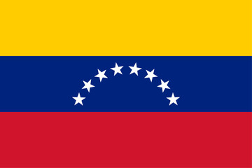 Venezuela flag original proportions and colors isolated on white background