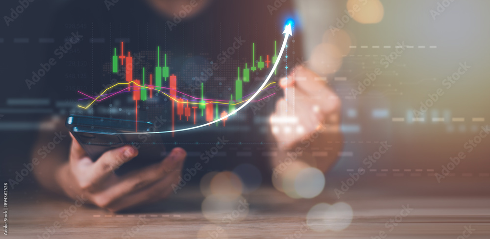 Poster concept of finance and investment ,profit growth management ,financial graphical and statistical ana