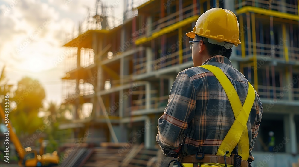 Poster inspector engineer and owner project is inspecting construction and quality assurance new house Engineers or architects or contactor work to build the house before handing it over to t : Generative AI