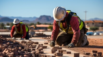 Roofing construction crew working on installing and maintaining roof tiles for buildings