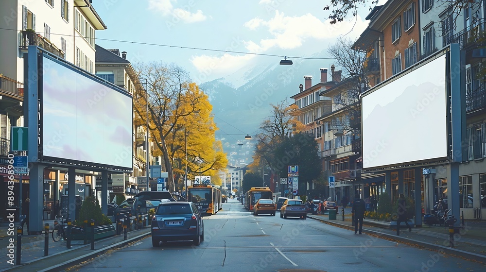 Poster 2 largeformat billboards on top of each other on a street in switzerland in ticino lugano : generati