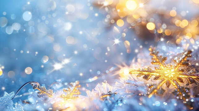 キラキラした冬の背景　Generative AI - Powered by Adobe