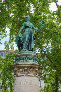 Lyon, France. June 11, 2024. Allegory of the French Republic by Emile Edmond Peynot located in Place Carnot since 1889