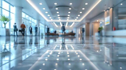 Blurred image of business people in the lobby of a modern office building : Generative AI