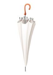 Umbrella. Parasol folded, side view. Hand-held rain, sun or windbreak protection. illustration isolated on white background