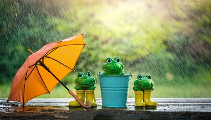 カエルと雨