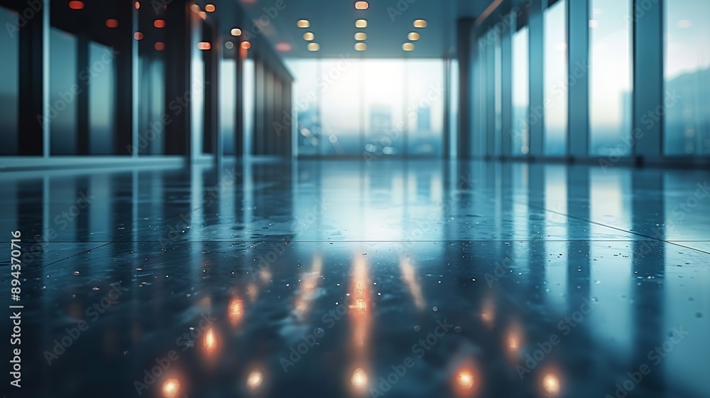 Leinwandbilder the open space office is empty and dim abstract light effect on office interior background for desig
