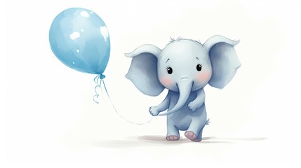 Fototapeta premium an elephant holding a blue heart balloon