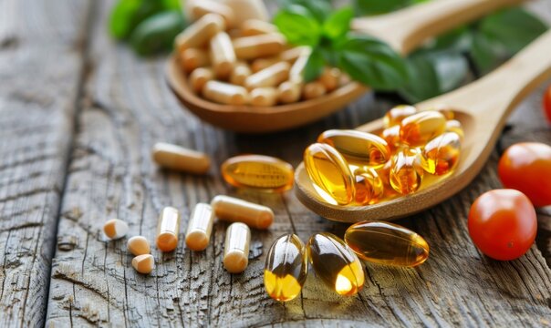 Vibrant Array of Multivitamins and Dietary Supplements: Colorful Capsules for Optimal Health. AI-Generated 4K Wallpaper Showcasing Diverse Nutritional Support, Wellness Essentials, and Holistic Approa