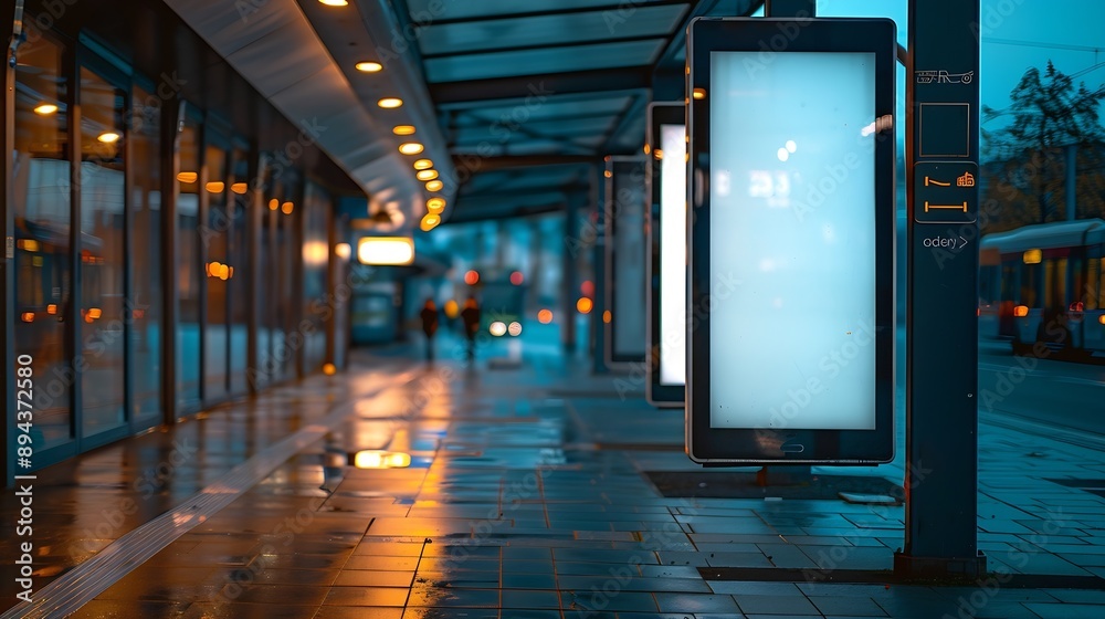 Poster digital billboards located at a busway stop : generative ai