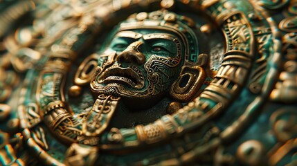 Aztec Calendar Stone Close Up