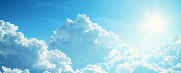 Clear Blue Sky Background with Clouds for Elegant and Clean Design, Perfect for Banners and Website Use