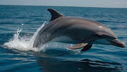 Naklejka premium A dolphin performing acrobatic flips in the water