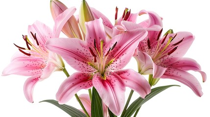 Beautiful pink lily flower bouquet isolated on white background : Generative AI © Generative AI