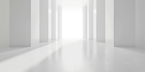 Minimalistic White Room with Pillars and Light