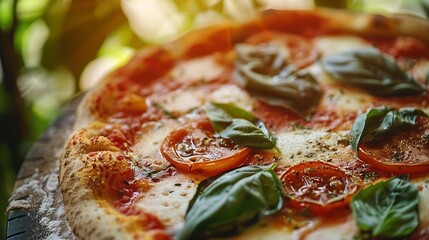 Pizza margherita classic Neapolitan pizzaAppetizing dish on a plate culinary photography Food background Appetizing dish on a plate culinary photography Food background : Generative AI