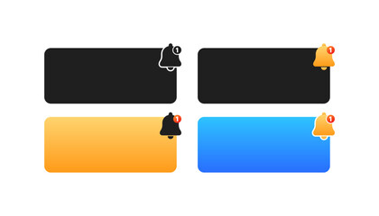 Bell set icons. Message bubble icons. Silhouette and flat styles. Vector icons.