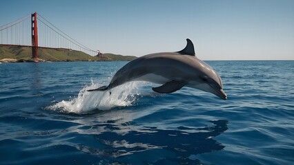 Fototapeta premium Dolphins gliding effortlessly in the shimmering water