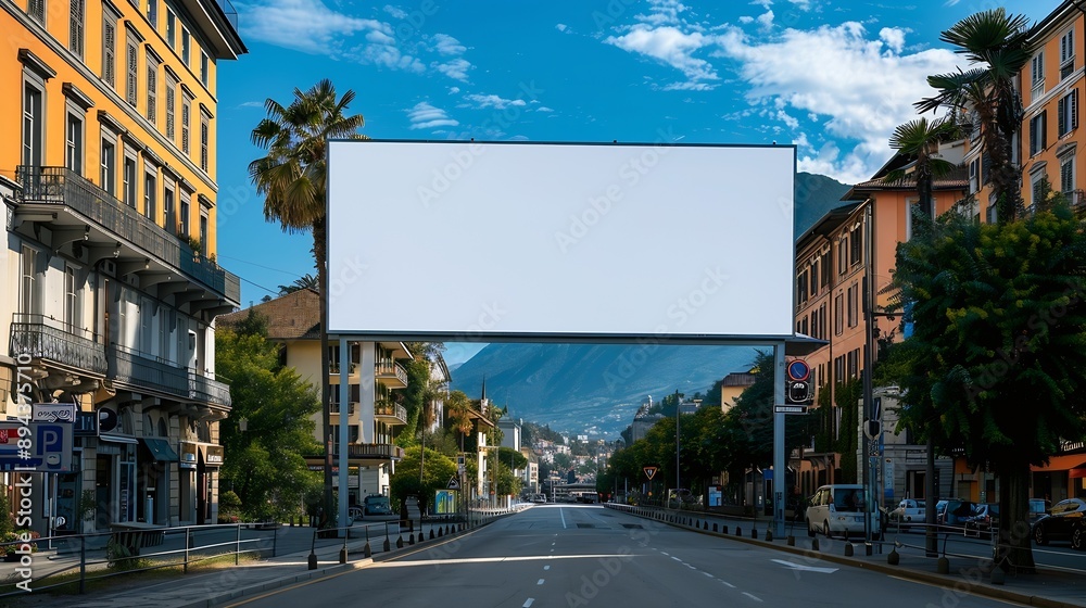 Poster 2 largeformat billboards next to each other on a street in switzerland in ticino lugano : generative