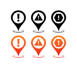 Point of interest set icons. Exclamation Point Icons. Linear, silhouette and flat styles. Vector icons.