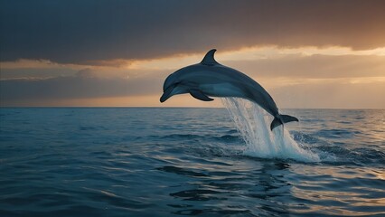 Fototapeta premium Dolphins performing elegant aerial stunts as they leap through the waves