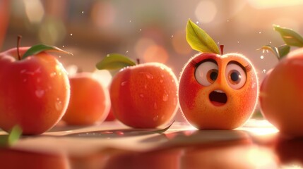 Surprised Peach Among Other Fruits