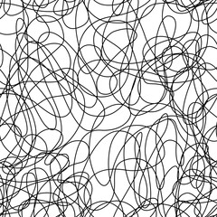 Obraz premium Abstract seamless pattern with chaotic lines. Monochrome hand drawn background.