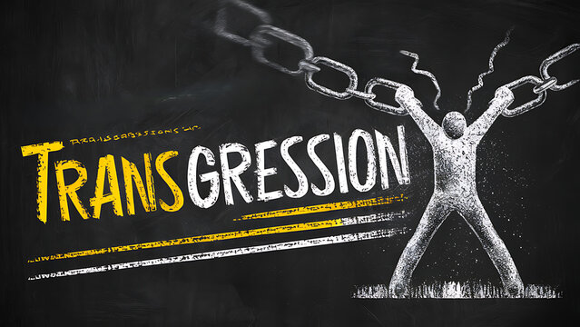 Illustration of a person breaking free from chains, symbolizing transgression