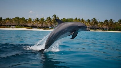Obraz premium A dolphin breaching the surface with enthusiasm and a splash of joy
