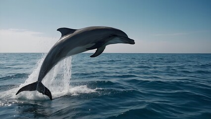 Fototapeta premium A group of dolphins making joyful splash patterns as they chase each other