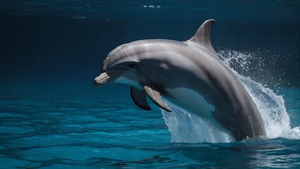 Obraz premium Dolphins swimming gracefully under the sunlit sky