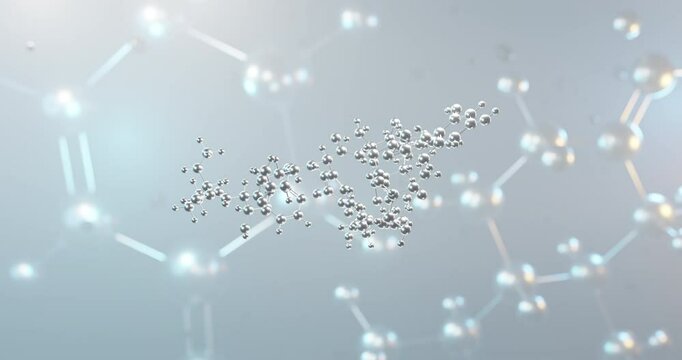 Vancomycin rotating 3d molecule, molecular structure of glycopeptide antibiotic, seamless video
