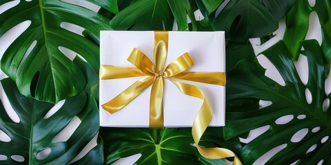 A beautifully wrapped box with a gold ribbon, symbolizing a thoughtful and festive giving gesture.