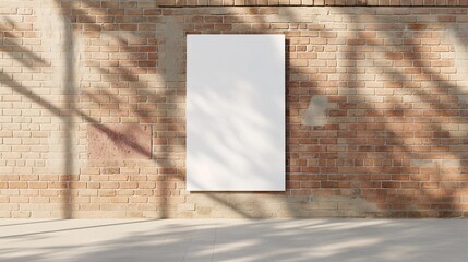 Sunlight Bathed Mockup: Blank canvas on a vintage brick wall, bathed in warm sunlight and dappled shadows.