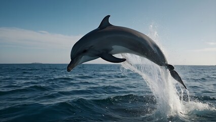 Fototapeta premium Dolphins playing in the sparkling ocean waves