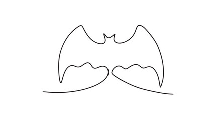 Drawing for halloween with one continuous line. Bats in single line.  Linear minimalistic modern illustration. Simple vector illustration isolated on white background