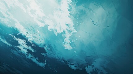 A submerged submarine in blue water, creating a dramatic contrast between light and dark.