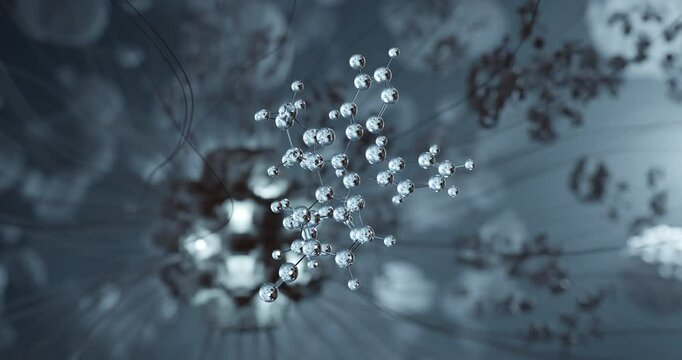 Ivosidenib rotating 3d molecule, molecular structure of anti-cancer medication, seamless video