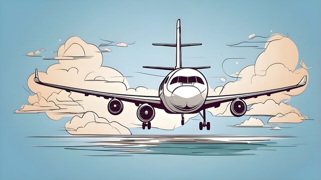 recommend clip art: Vector art illustration of a travel plane with an airplane continuous line outline. Travel sketch icon doodle drawing of an airplane. Take Off Continuous Line Art: Uncover the True Nature of Adventure