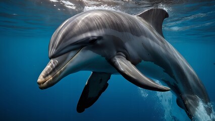 Obraz premium A dolphin soaring above the water with joy