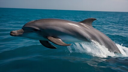 A dolphin leaping with joy in the vibrant sea