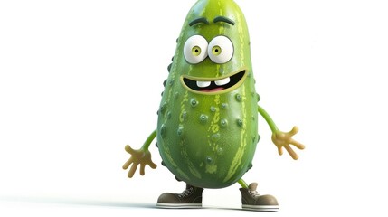 Fototapeta premium Smiling Cucumber Cartoon Character